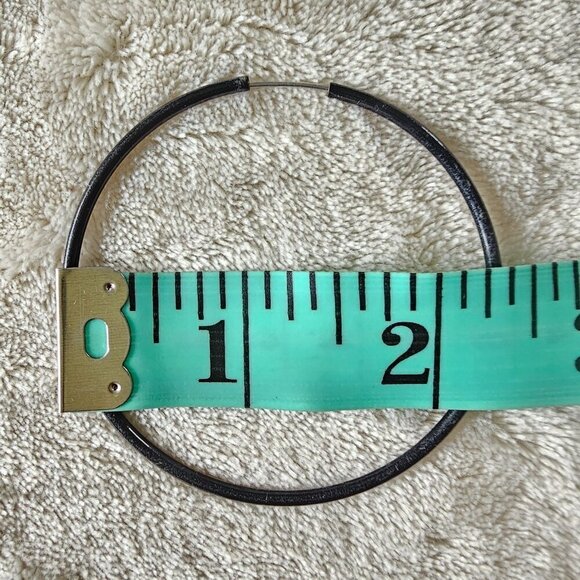 Large Hoop Earrings, Set of 3 Bundle | Black, Navy & Baby Blue - Picture 7 of 10